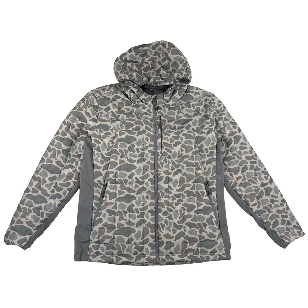 Burlebo Performance Camo Puffer Hooded Jacket Men's Large Gray Deer Camo